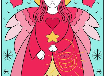 ADVENT RED ANGEL * COLORING PAGE