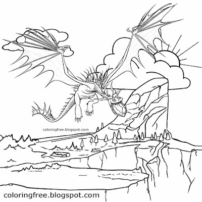 Sky view prehistoric being reptile lizard dinosaur flying dragon coloring pages ideas for children