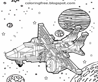 Milky Way galaxy space shuttle challenger orbiter mission vintage spaceship Lego kids coloring pages