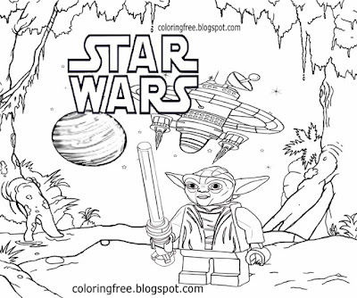 Formidable space warrior grand master Jedi lightsaber Yoda Lego star wars drawing for kids artwork