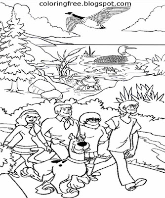 Yellowstone cartoon ghost hunt team Scooby Doo characters national park 101 mystery coloring sheets