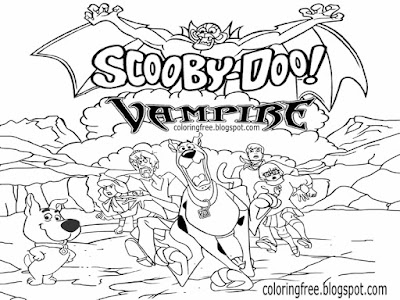 British gothic terror count Dracula vampire bat coloring pages Scrappy Doo and Scooby drawing sheet