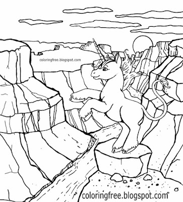 Enjoyable kids art flight of the imagination magical landscape cute unicorn coloring pages printouts