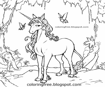 Printable realistic butterfly unicorn drawing mythical creatures coloring scrapbook images for kids