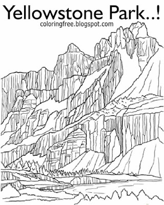 Natural geography long valley caldera Yellowstone printable glass mountain coloring hard pictures