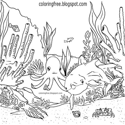 Simple ancient prehistoric creatures ocean drawing sea life coloring picture for teenagers to print