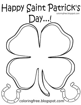 Four leaf lucky clover St. Patrick's Day Ireland kids colouring pictures Irish shamrock printables