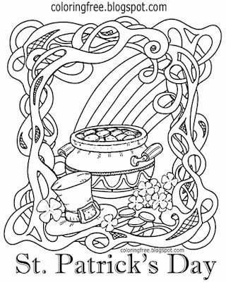 Saint Patrick's Day printables Celtic background Ireland colouring pictures for kid's Irish clipart