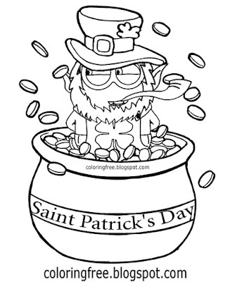 Pot of gold cartoon Minion happy St. Patrick's Day colouring pictures Irish printables for kid's art