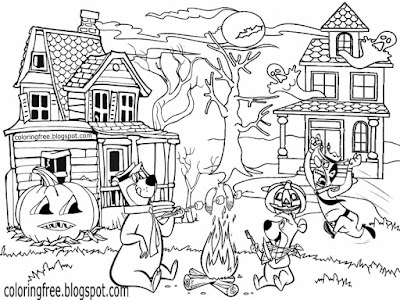 Phantom teenagers cartoon Yogi Bear's Jellystone park and camp resort ghost town Halloween printable