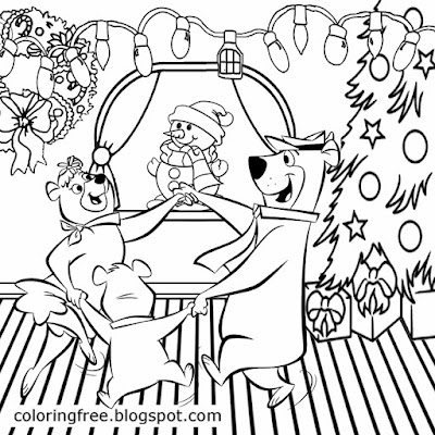 Winter American celebration clipart yogi bear theme kids party ideas Christmas coloring activities