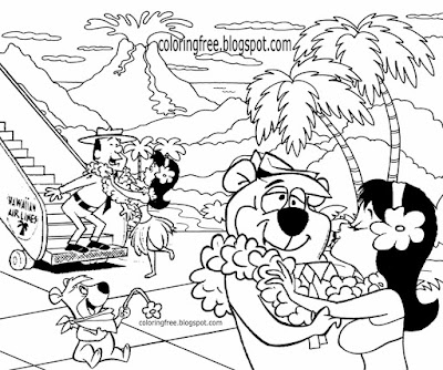 Yellowstone Park ranger Smith Yogi Bear camp resort best holiday Hawaii coloring pages for US kids