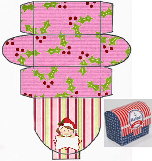 Christmas in Pink: Free Printable Trunk Shapped Box.
