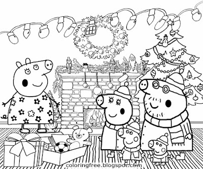Gifts Grandpa and Granny pig family Christmas Peppa pig colouring pages printable tree decorations