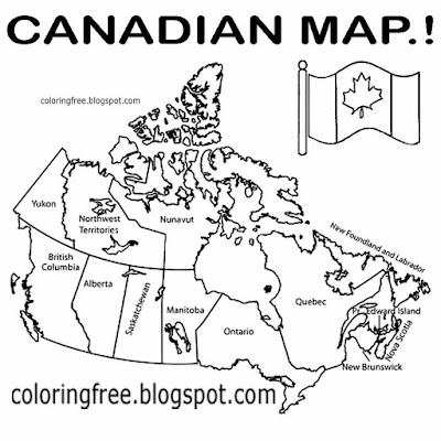 North American clipart Canadian city diagram coloring big printable map of Canada drawing with names