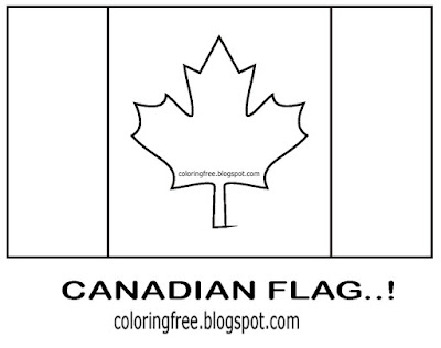 Basic red and white standard coloring in page national flag of Canada printable maple tree leaf logo