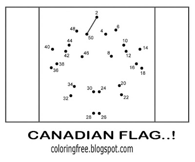 Canada dot to dot coloring page national flag of Canadian people maple tree leaf printable for kids