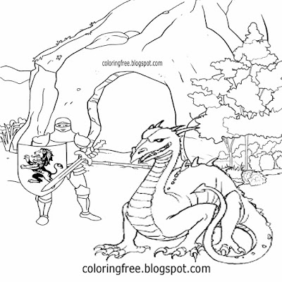 Wonderful fairy tale medieval England a realm of magic fantasy St. George dragon colouring pictures