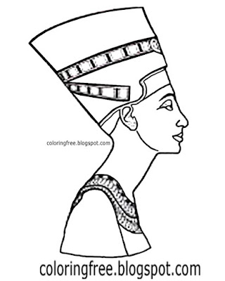 Clipart easy to draw Egypt printable sketch royal head dress Egyptian queen coloring pages for teens