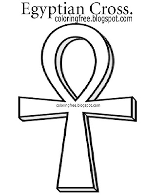 Early easy clipart Egyptian cross drawing 3d Ankh Egypt coloring in pages for teenagers to print out