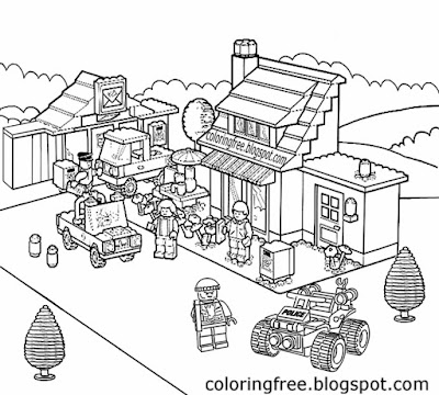 Free cool worksheets teenage coloring legoland village shops city Lego clipart printable pictures