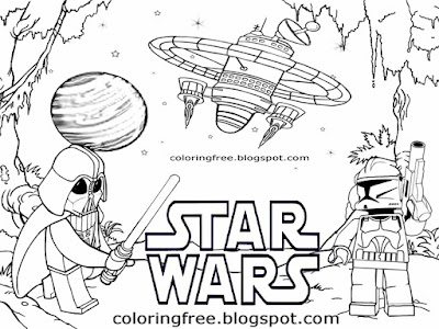 Printable legoland star wars Lego city coloring page for kids clipart spaceship superhero minifigure