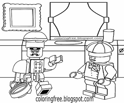 Cupcake pastry kitchen cook and chef minifigure city Lego people creature coloring page for children