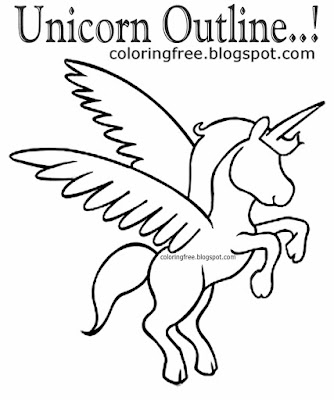 Printable clipart unicorn outline basic sketch mythical coloring illustrations for teenagers drawing