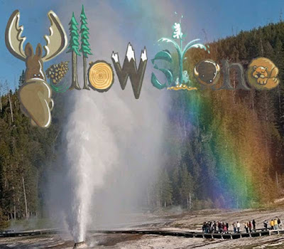 Printable rainbow wallpaper Yellowstone national park logo American kids picture old faithful geyser
