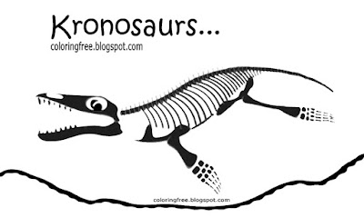 Kronosaurus pliosaur extinct dinosaur skeleton drawing for children prehistoric ocean coloring pages