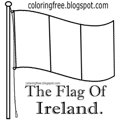 Simple pole flag of Ireland colouring book pictures Irish drawings for teenager's artwork printables