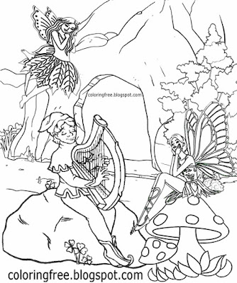 Dublin Irish harp music coloring pages leprechaun and fairy Ireland printables for children to color
