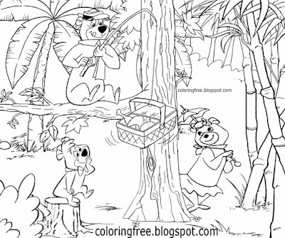 Jellystone Park & camp resort Boo boo Yogi Bear easy character top American cartoon movie printable