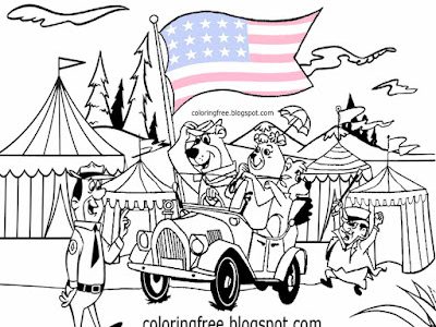 Yogi Bear Coloring Pages US Campground Kids Cartoon Characters